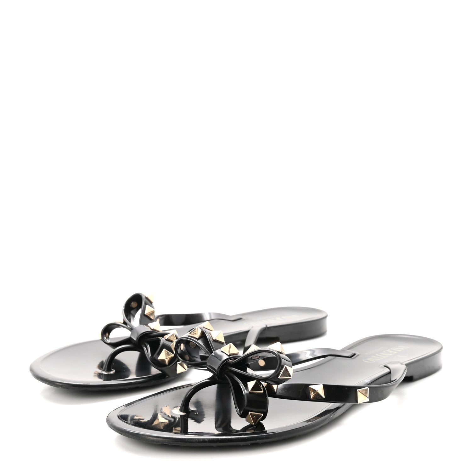 Valentino Garavani PVC Jelly Rockstud Bow Thong Sandals 39 Black 4 of 9