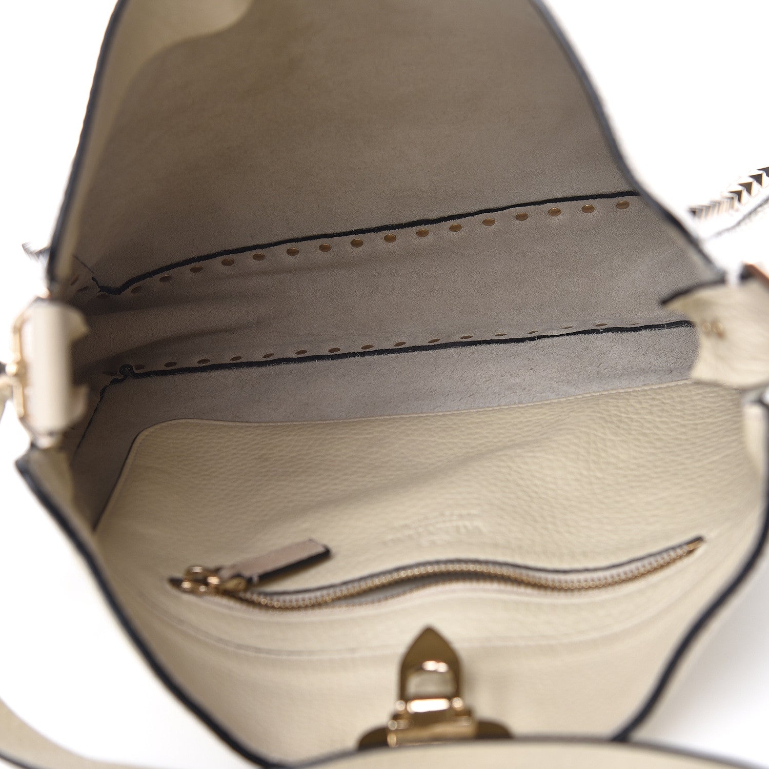 Valentino Garavani Pebbled Calfskin Large Rockstud Flip-Lock Messenger Bag Light Ivory 5 of 12