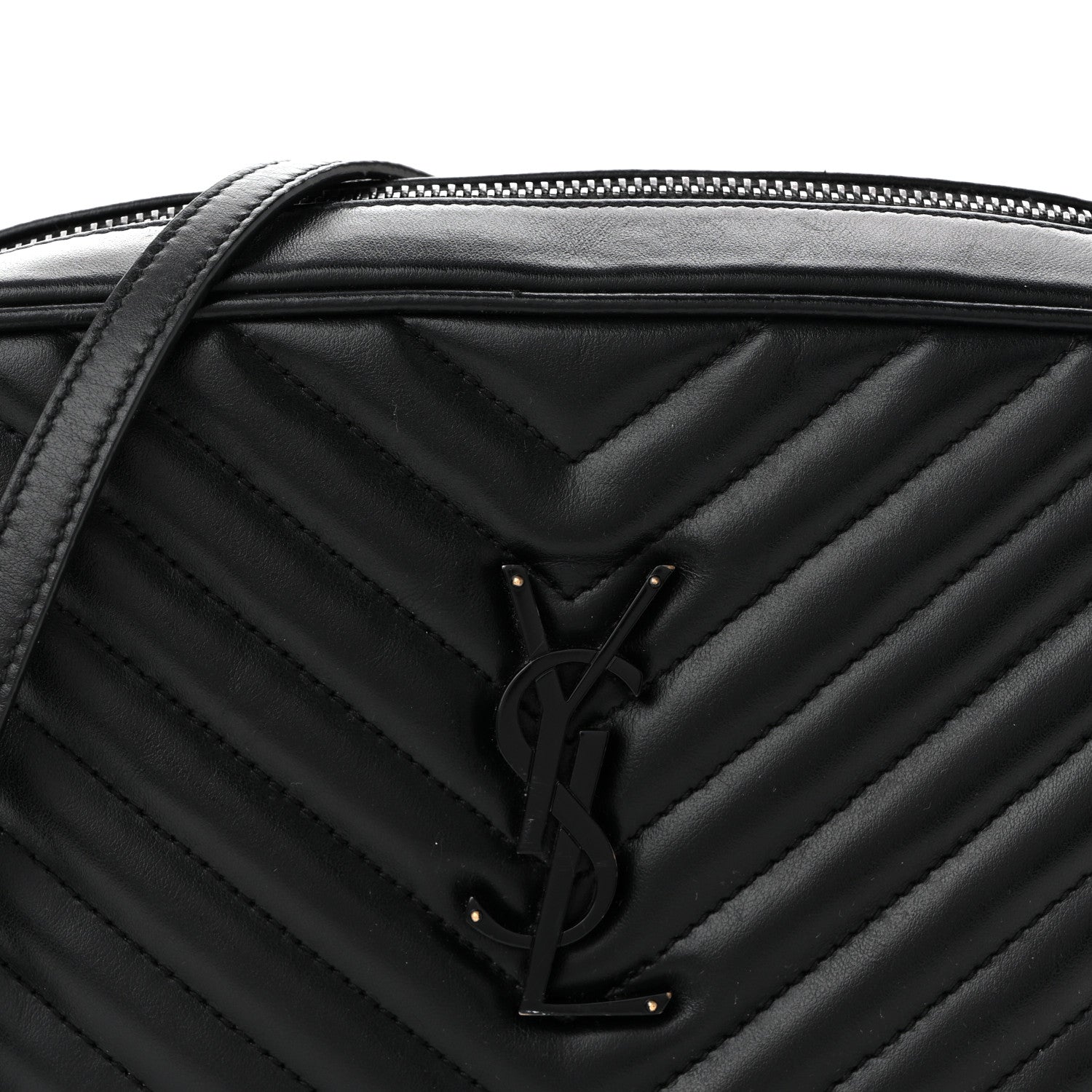 Saint Laurent Calfskin Matelasse Monogram Monochrome Lou Camera Bag Black 8 of 13