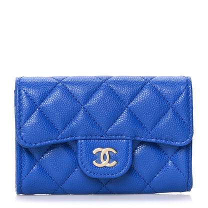 Chanel Caviar Quilted Flap Card Holder Wallet Blue 1 of 7