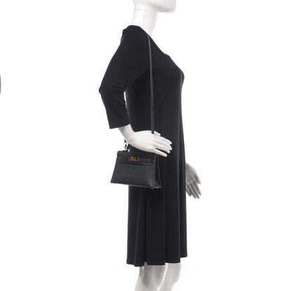 Hermes Chevre Chandra Mini Kelly Sellier 20 Black 2 of 13