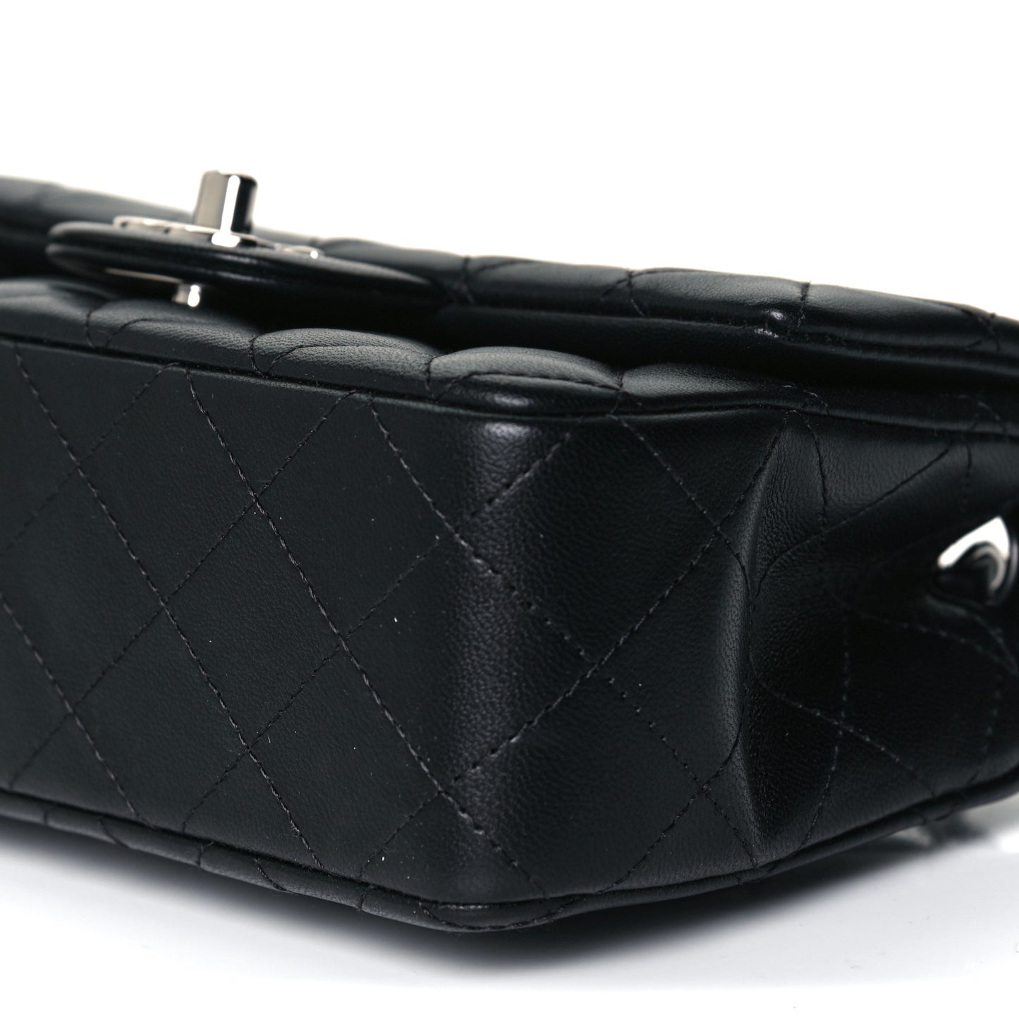 Lambskin Quilted Mini Rectangular Flap Black