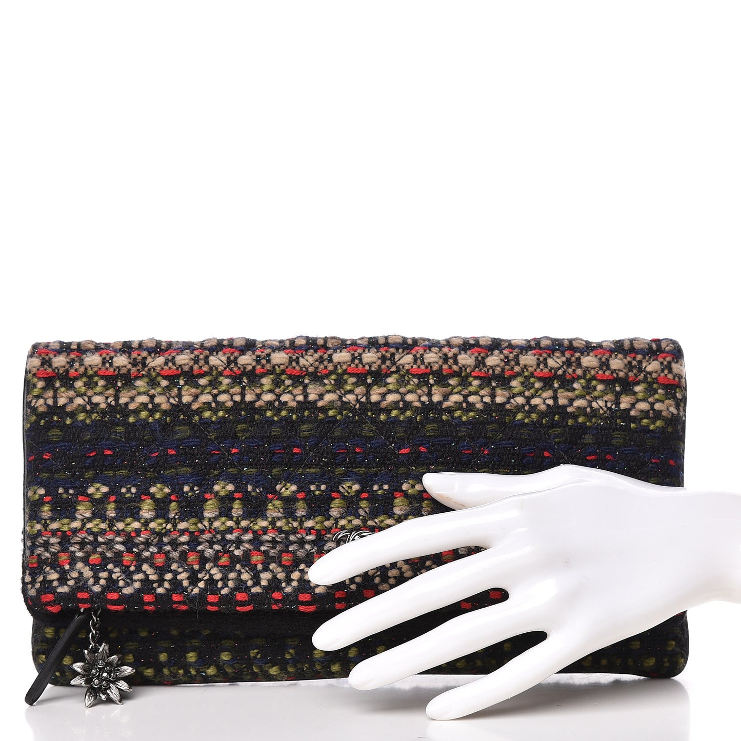 Tweed Quilted CC Beauty Clutch Black