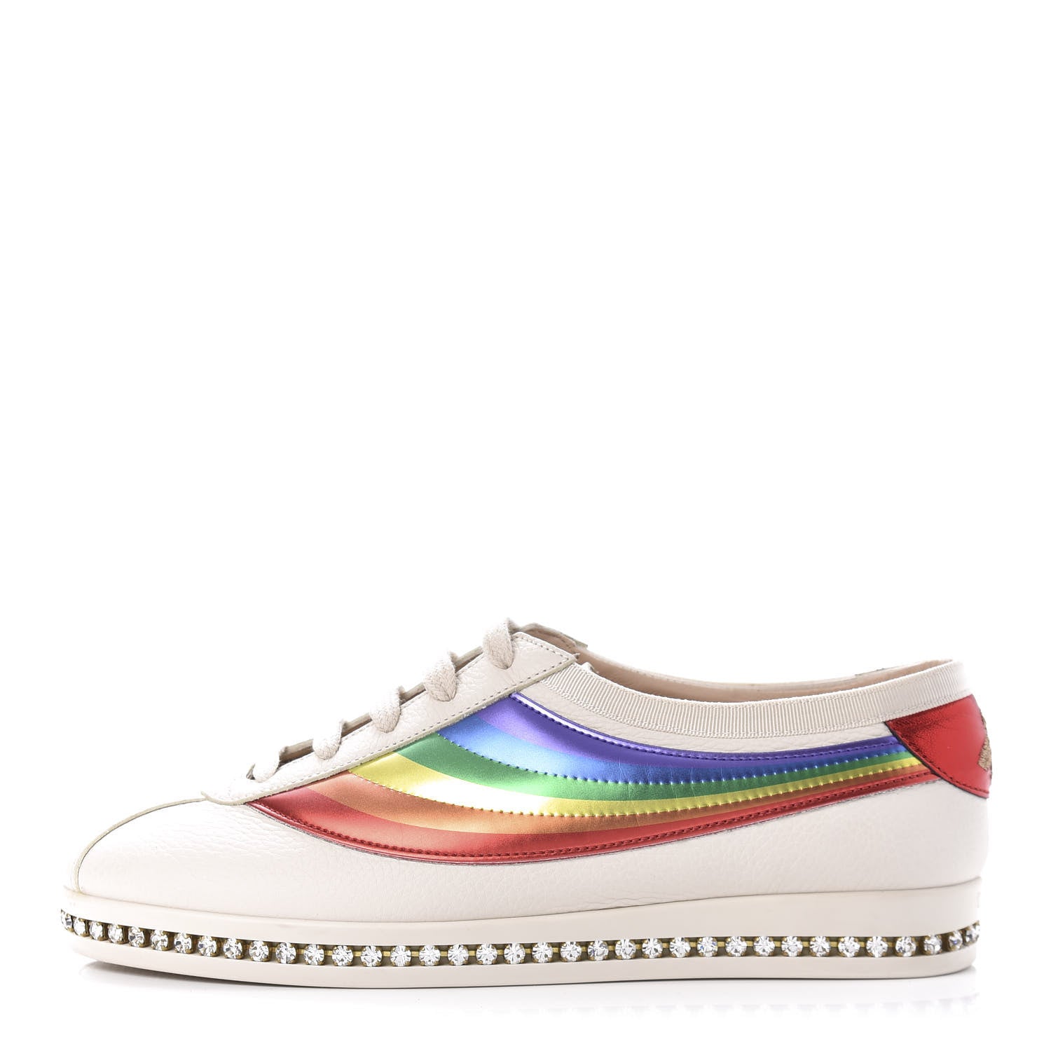 Gucci Calfskin Crystal Rainbow Womens Falacer Sneakers 36 White 1 of 11