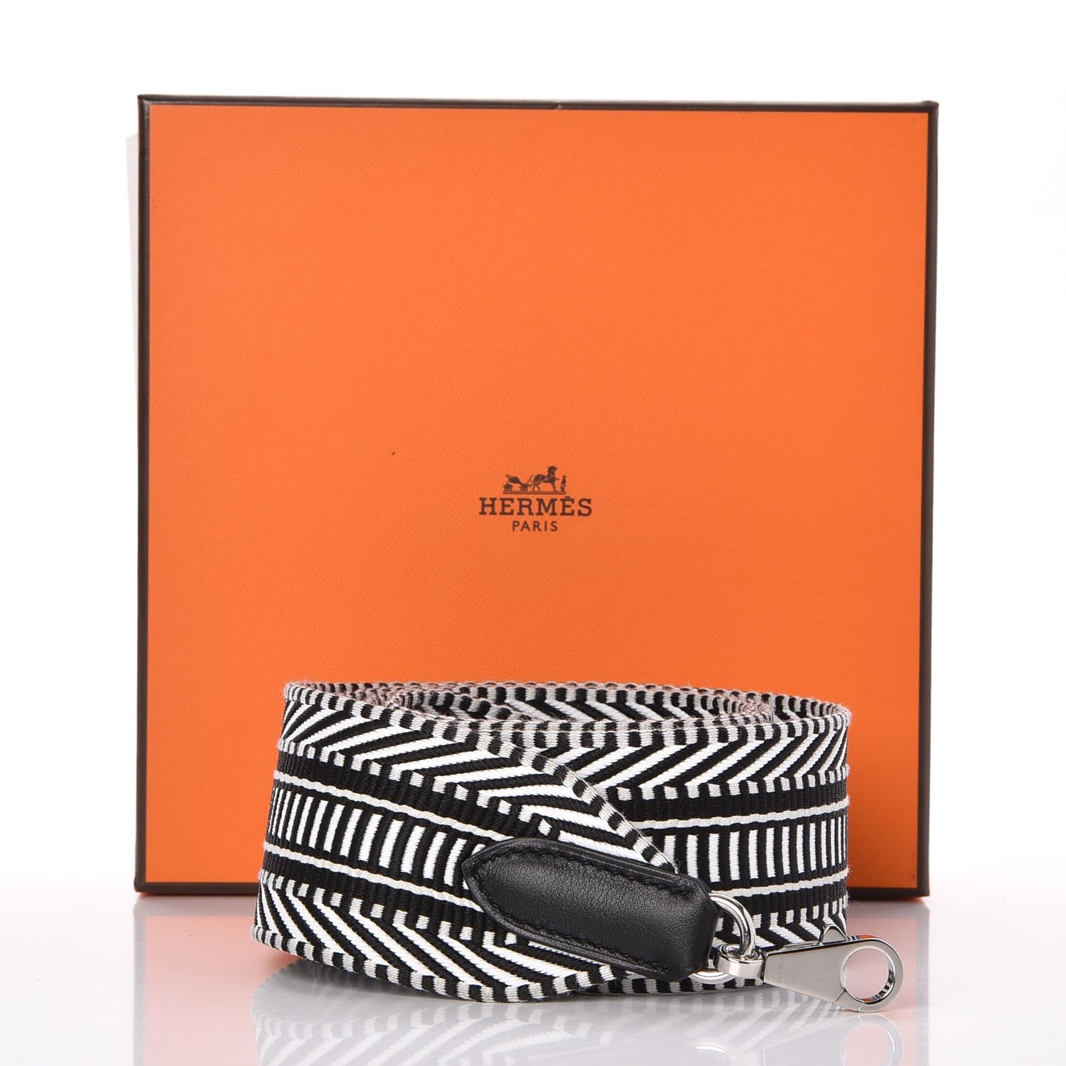 Hermes Toile Swift 50mm Sangle Cavale Shoulder Strap Black Ecru 5 of 5