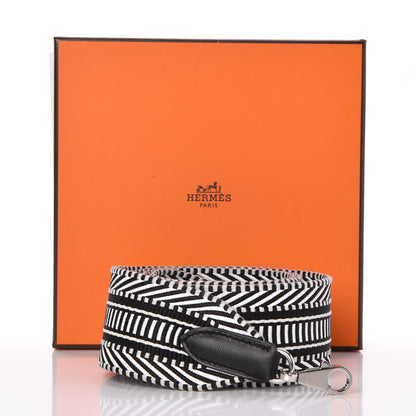 Hermes Toile Swift 50mm Sangle Cavale Shoulder Strap Black Ecru 5 of 5
