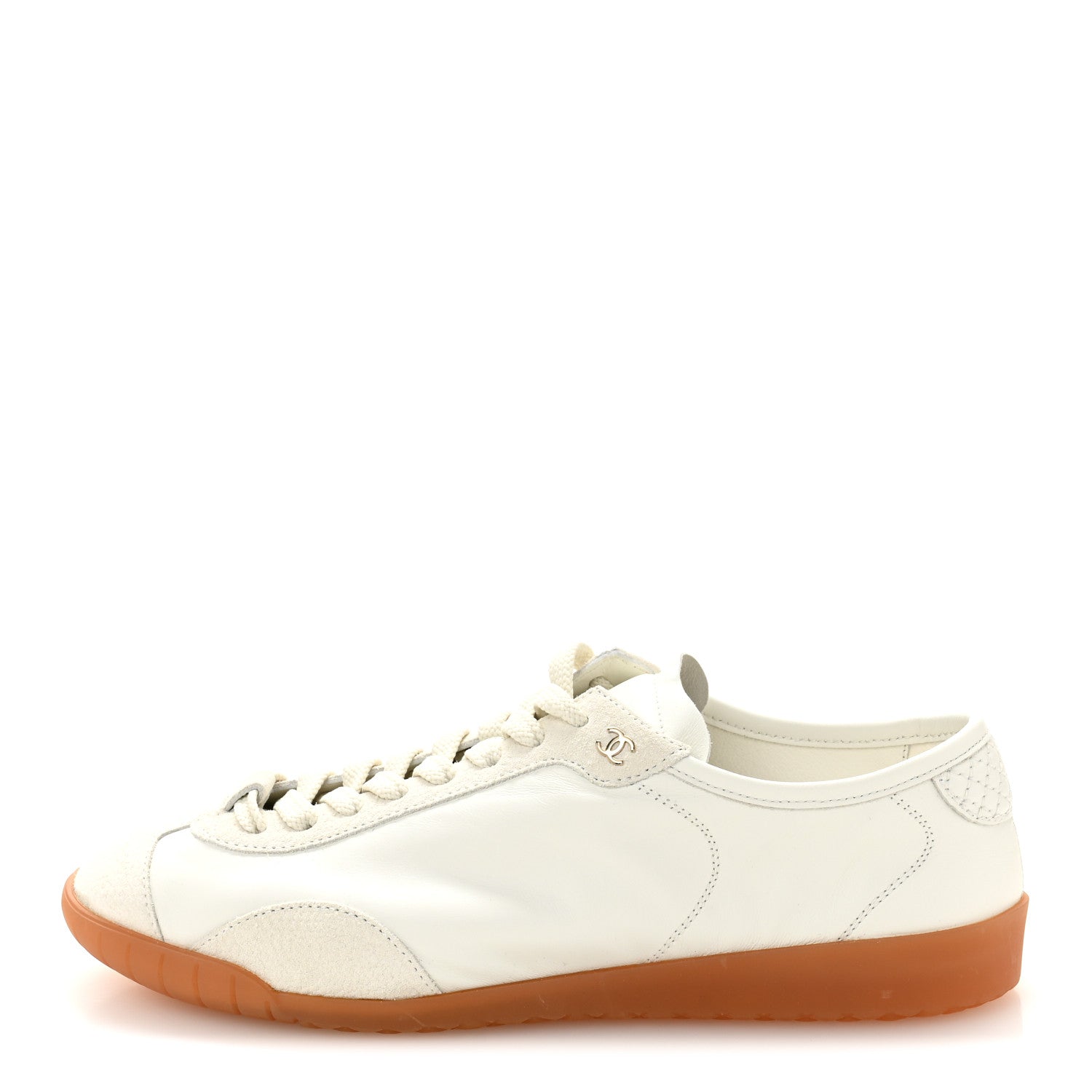 Chanel Calfskin Suede Sneakers 37.5 White 1 of 10