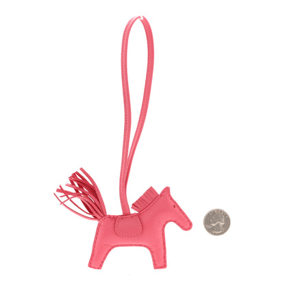 Hermes Milo Lambskin Grigri Rodeo Horse Bag Charm PM Rose Azalee 2 of 5