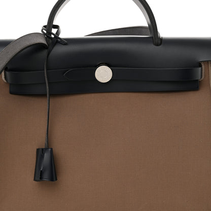 Hermes Vache Hunter Toile Herbag Zip 31 PM Etoupe Bleu Indigo 9 of 12