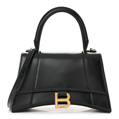 Balenciaga Shiny Box Calfskin Small Hourglass Top Handle Bag Black 1 of 10