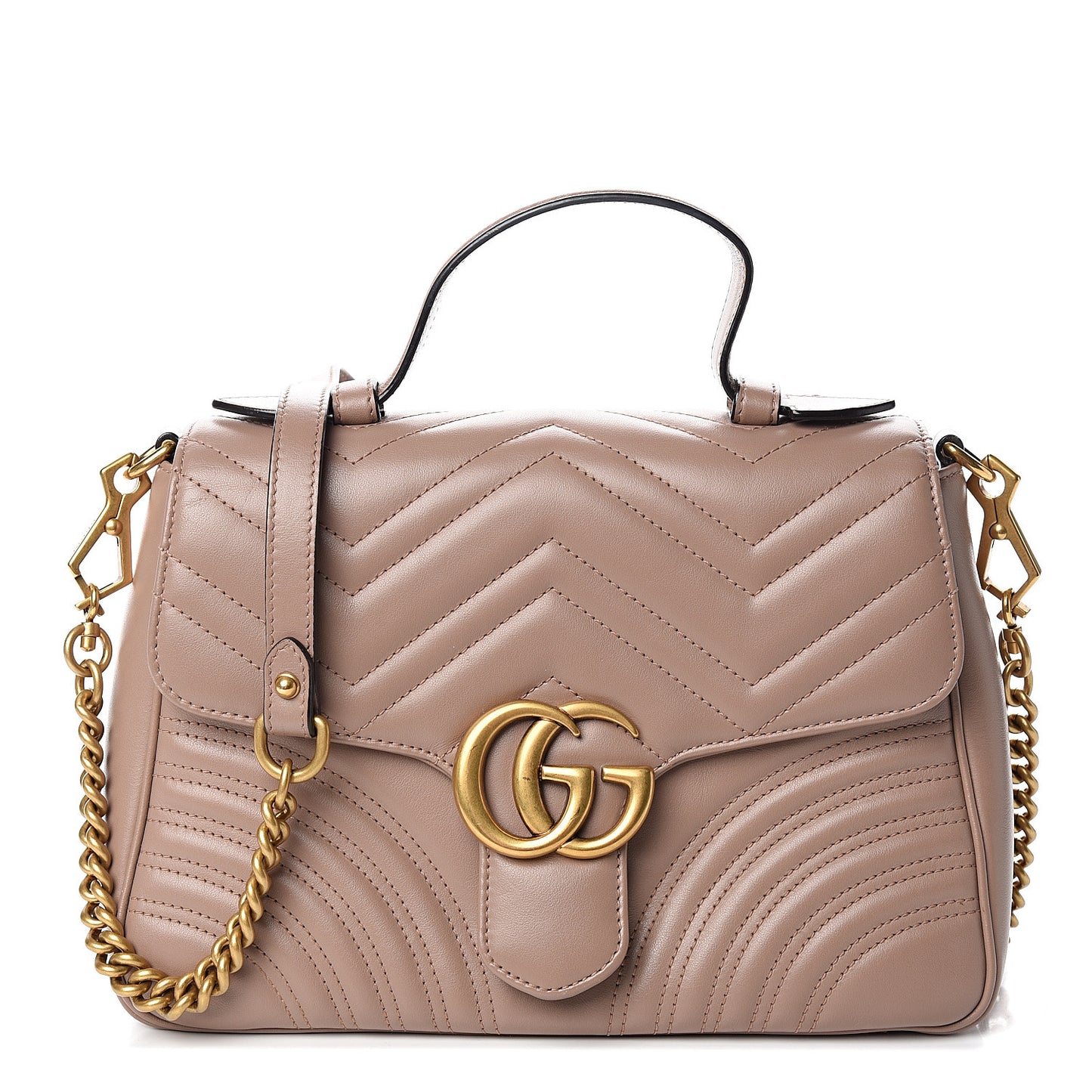 Calfskin Matelasse Small GG Marmont Top Handle Shoulder Bag Porcelain Rose