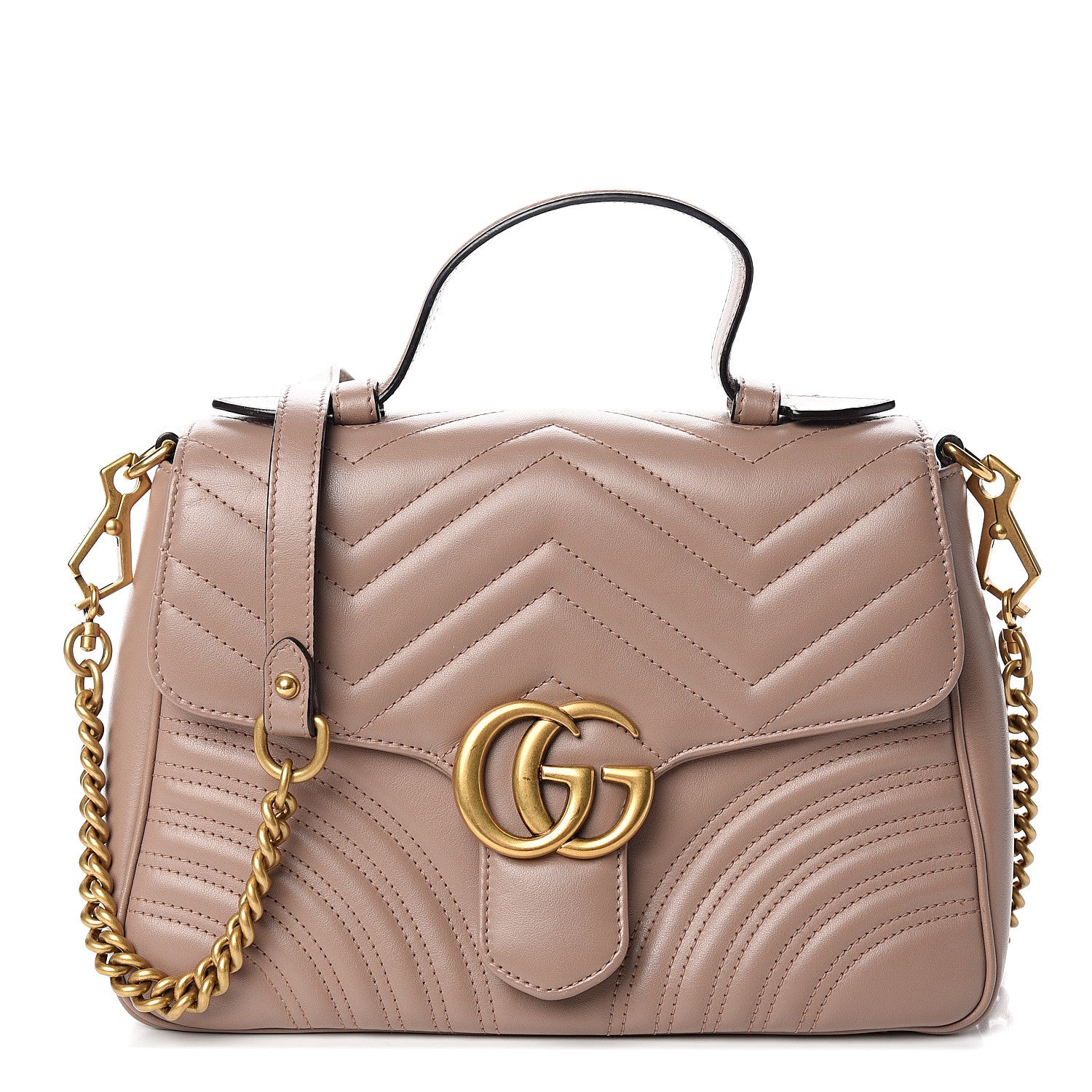 Gucci Calfskin Matelasse Small GG Marmont Top Handle Shoulder Bag Porcelain Rose 1 of 10
