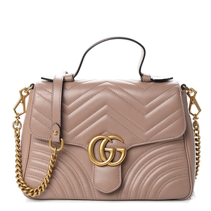 Gucci Calfskin Matelasse Small GG Marmont Top Handle Shoulder Bag Porcelain Rose 1 of 10