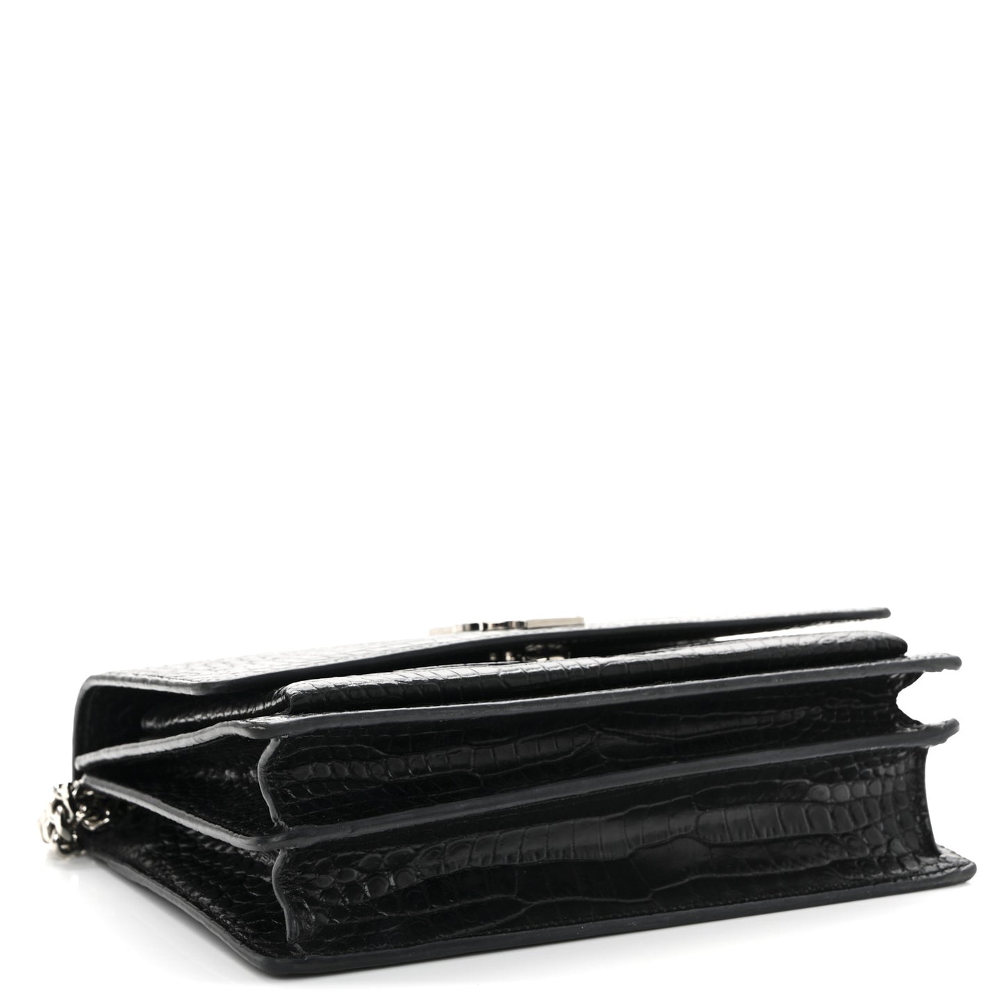 Calfskin Crocodile Embossed Medium Monogram Sunset Black