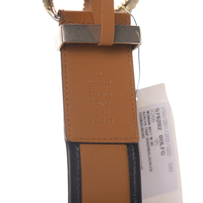Gucci Azalea Calfskin Matelasse Diagonal Torchon Double G 40mm Belt 95 38 Cognac Black 3 of 5