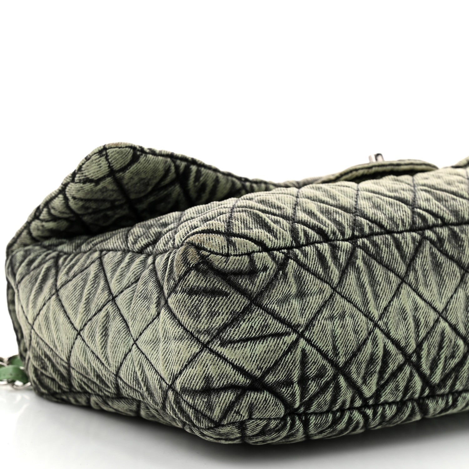 Chanel Denim Quilted Denimpression Flap Green Black 9 of 10
