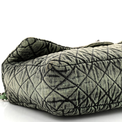 Chanel Denim Quilted Denimpression Flap Green Black 9 of 10