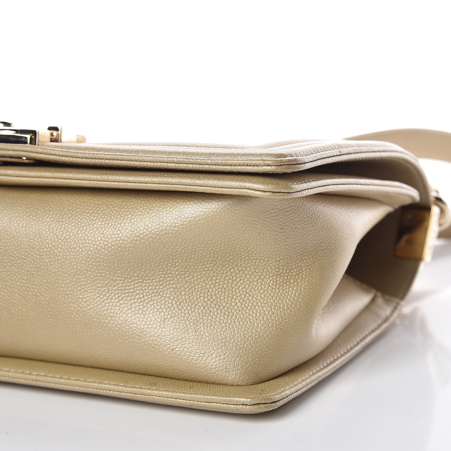 Chanel Pearly Caviar Quilted Medium Boy Flap Light Gold 12 of 12