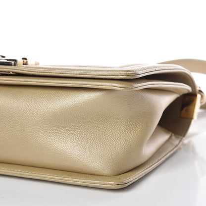 Chanel Pearly Caviar Quilted Medium Boy Flap Light Gold 12 of 12