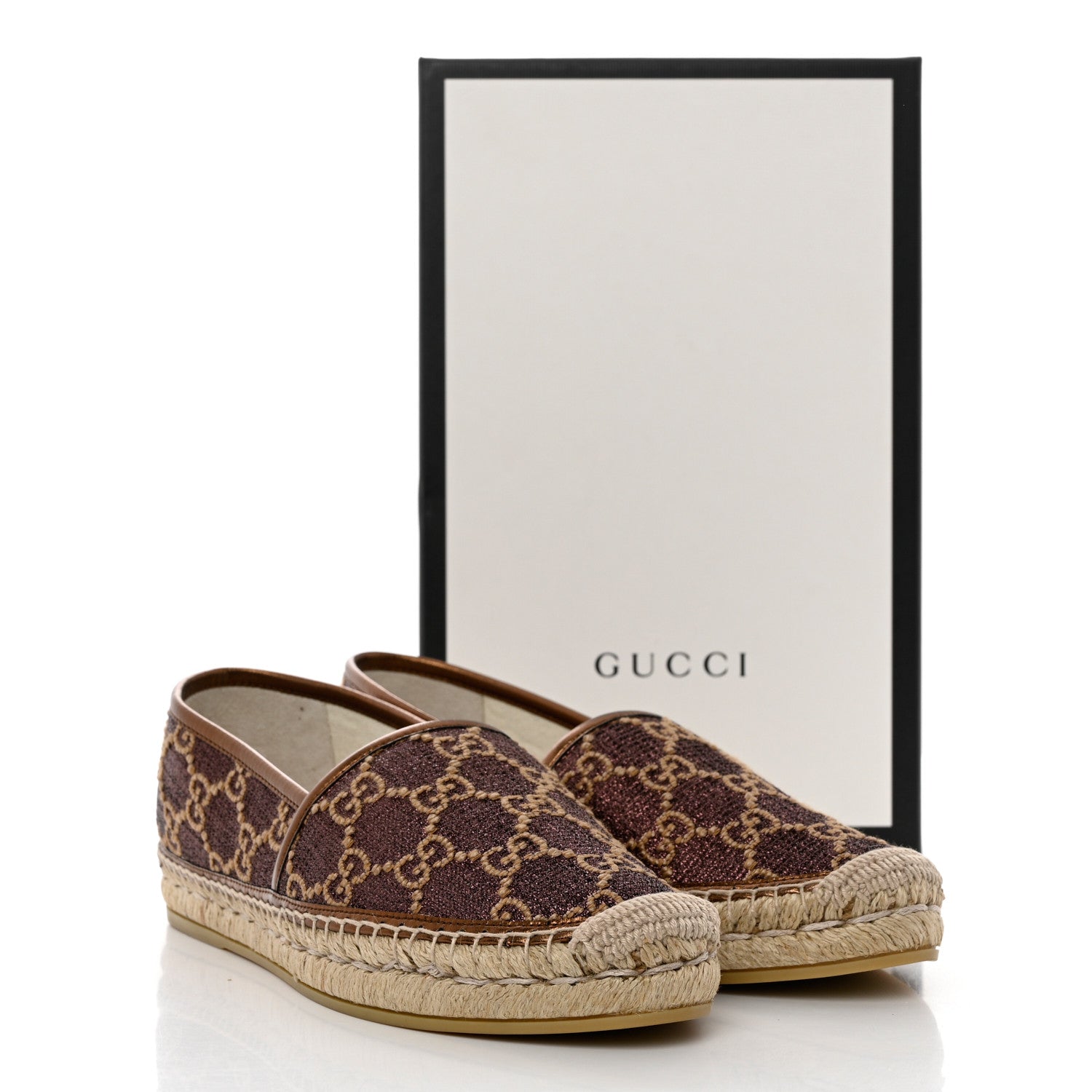 Gucci Lame Nappa GG Monogram Espadrilles 39 Brown Beige Light Bronze 10 of 10