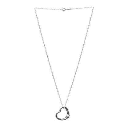 Tiffany Sterling Silver 22mm Elsa Peretti Open Heart Pendant Necklace 3 of 6