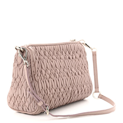 Miu Miu Nappa Matelasse Crystal Crossbody Clutch Cammeo 3 of 13