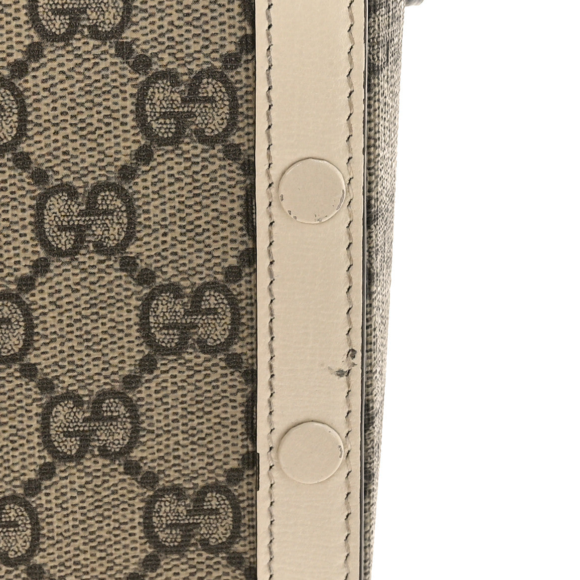 GG Supreme Monogram Azalea Calfskin Mini Horsebit 1955 Crossbody Bag Beige Ebony Mystic White