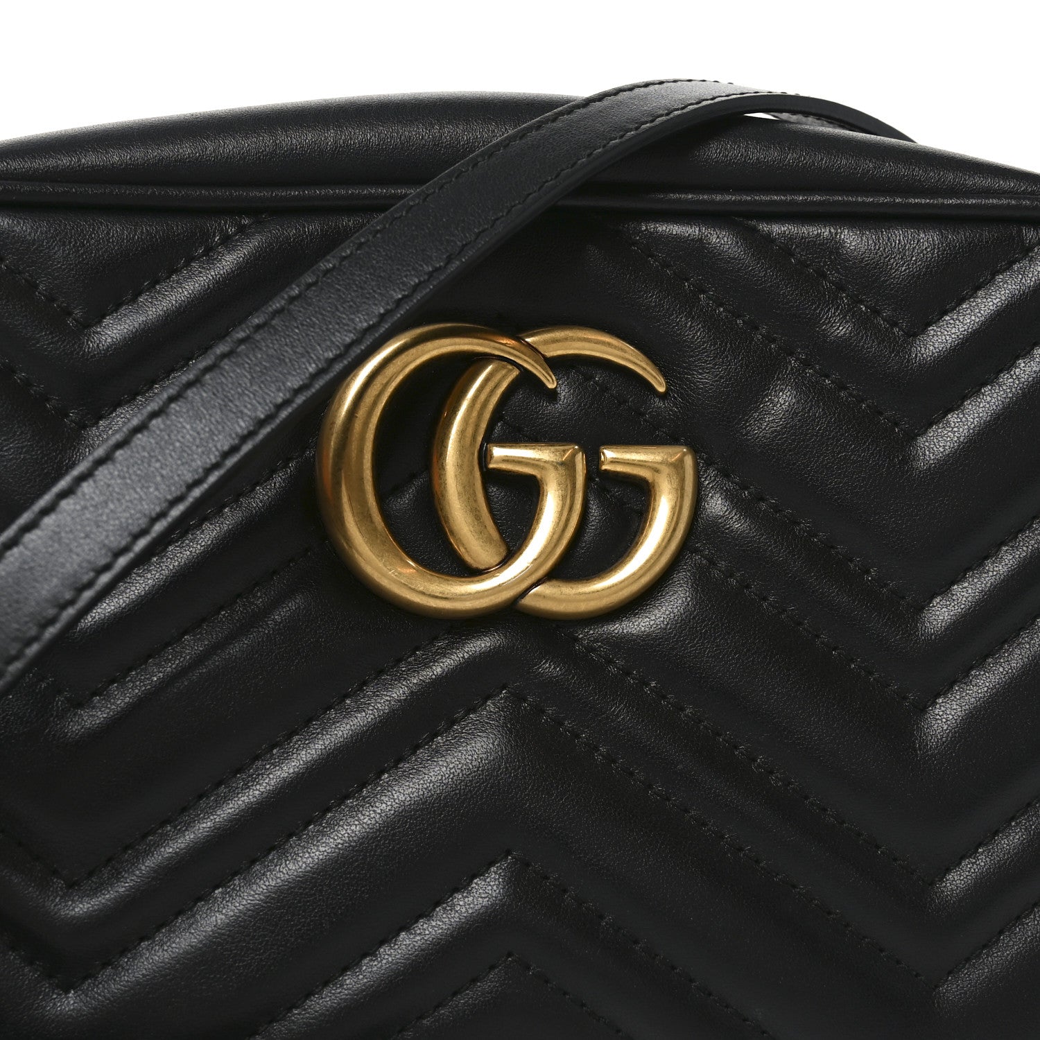 Gucci Calfskin Matelasse Small GG Marmont Chain Shoulder Bag Black 8 of 11