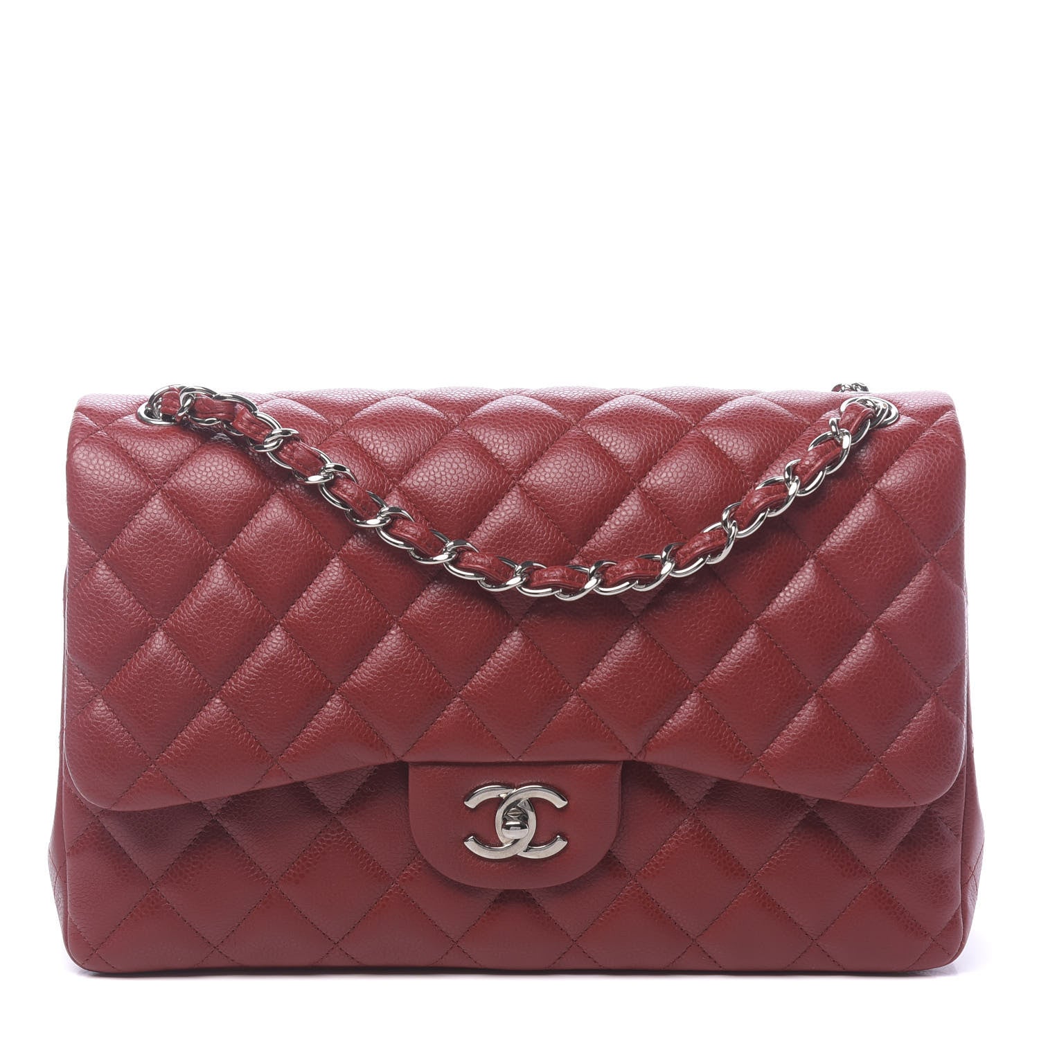 Chanel Caviar Quilted Jumbo Double Flap Red 1 of 13
