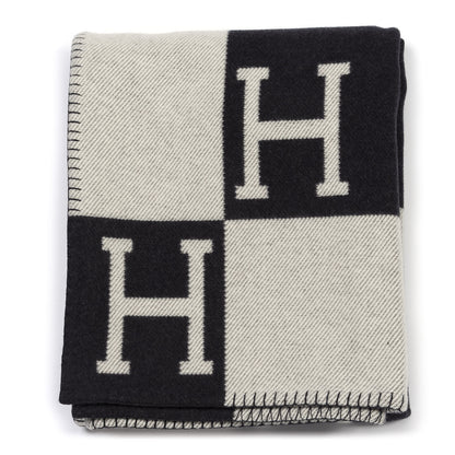 Hermes Wool Cashmere Avalon Blanket Ecru Gris Fonce 1 of 3
