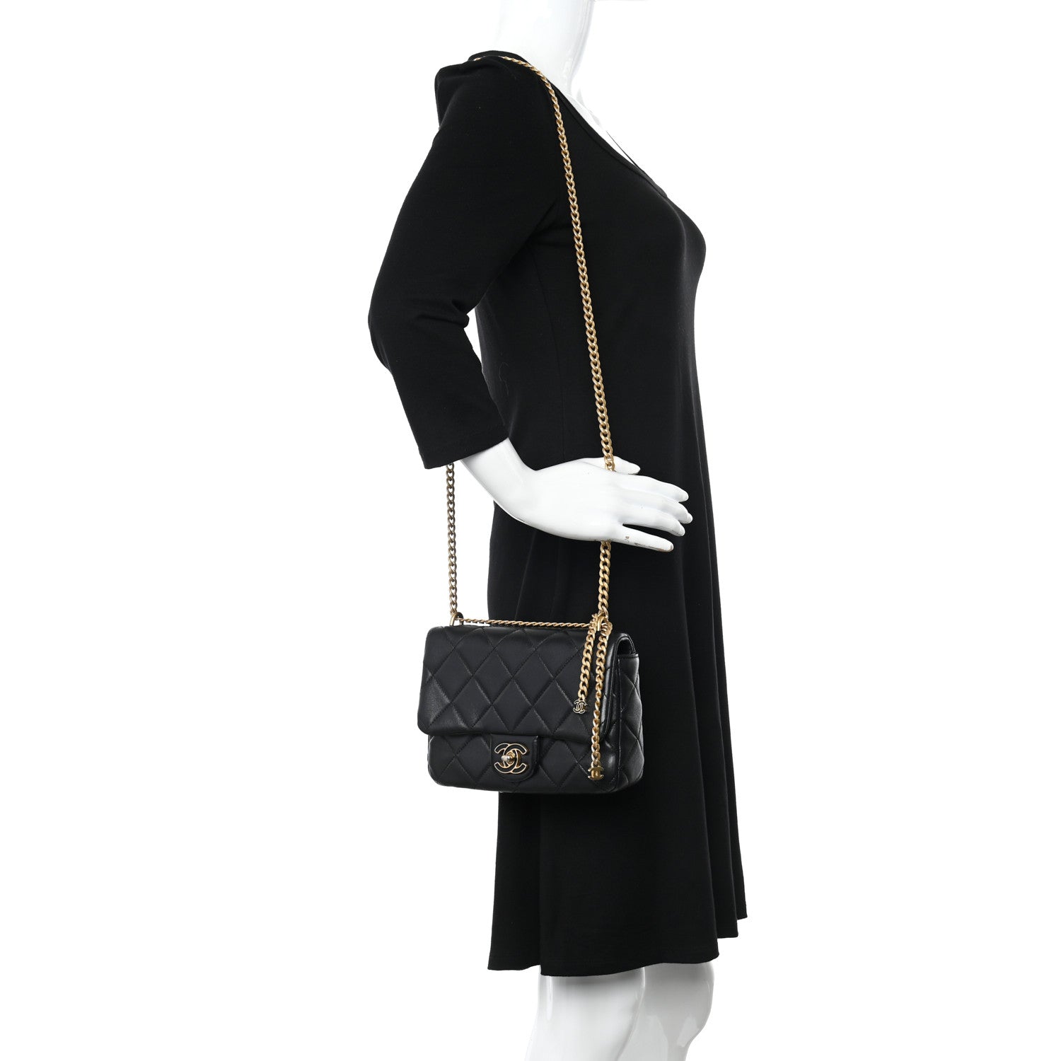 Chanel Lambskin Enamel Quilted Pending CC Square Flap Black 2 of 10