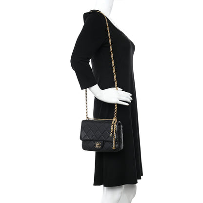 Chanel Lambskin Enamel Quilted Pending CC Square Flap Black 2 of 10