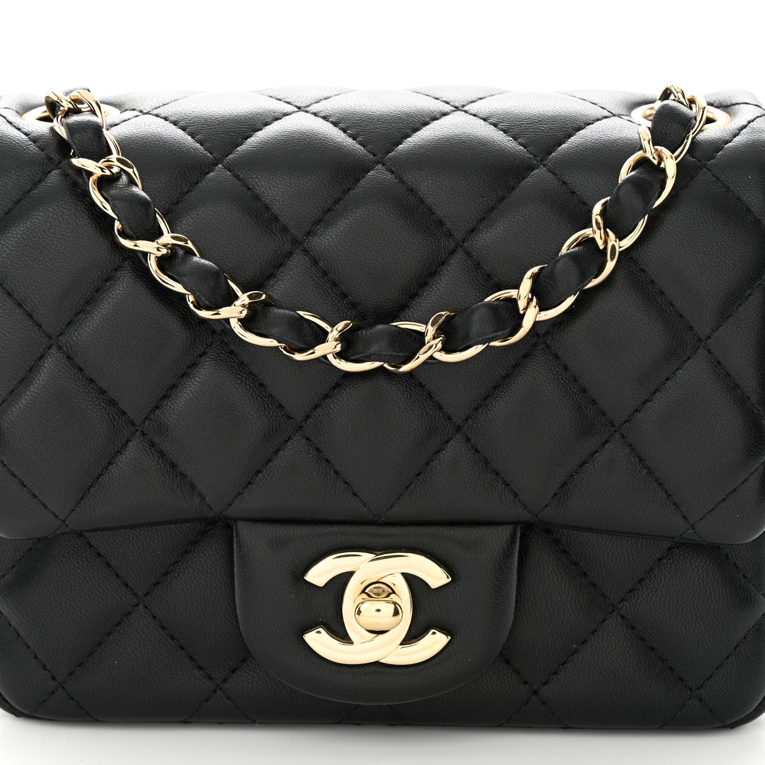 Chanel Lambskin Quilted Mini Square Flap Black 8 of 11