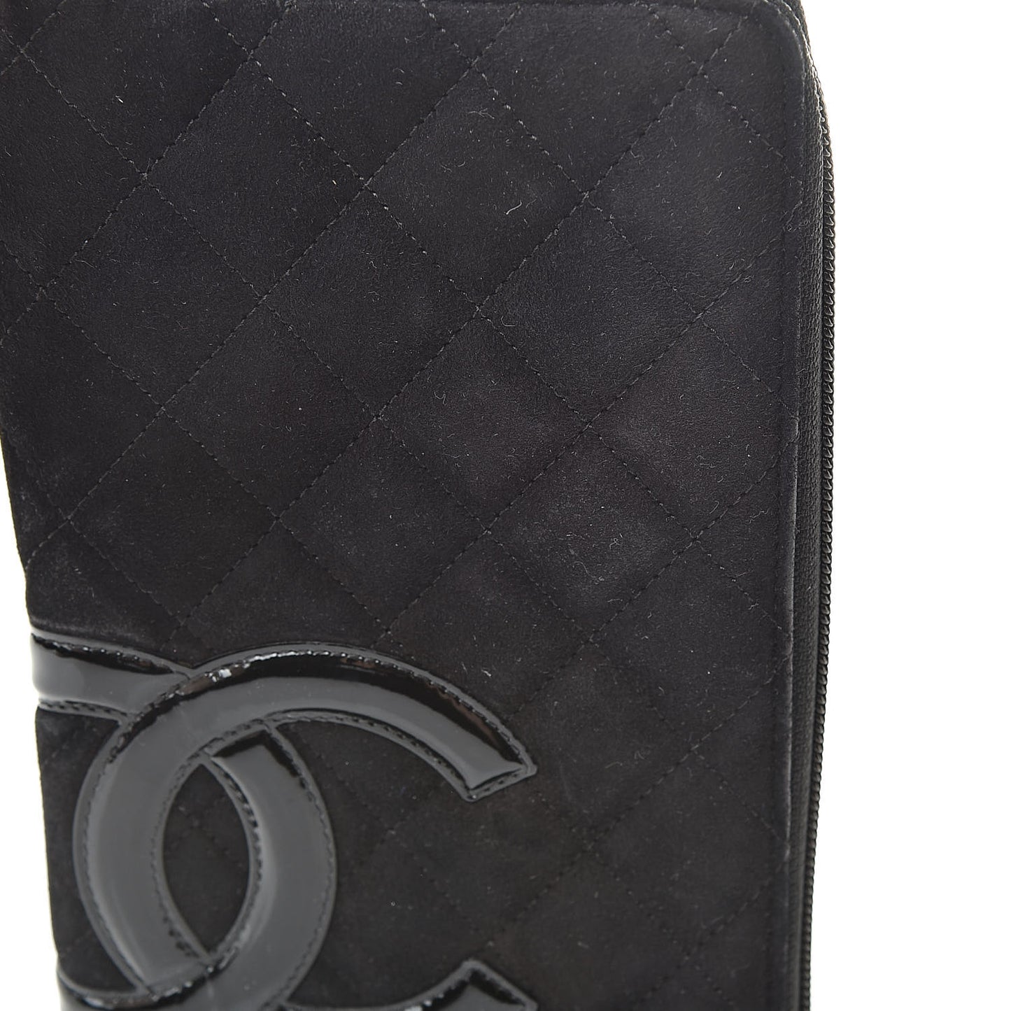 Suede Cambon Zip Around Organizer Wallet Black