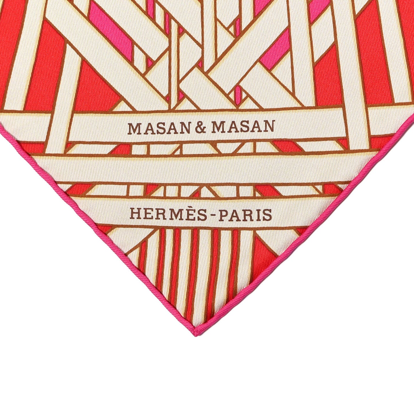 Silk Masan & Masan Scarf 90 Rouge Rose Vif Gris