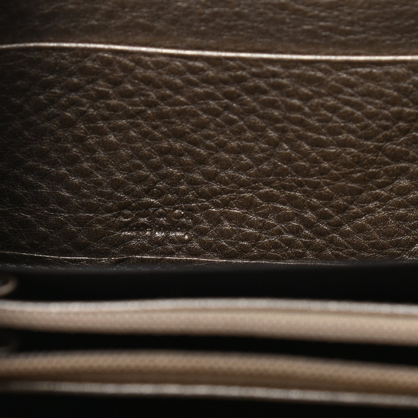 Metallic Pebbled Calfskin Soho Zip Around Wallet Golden Beige