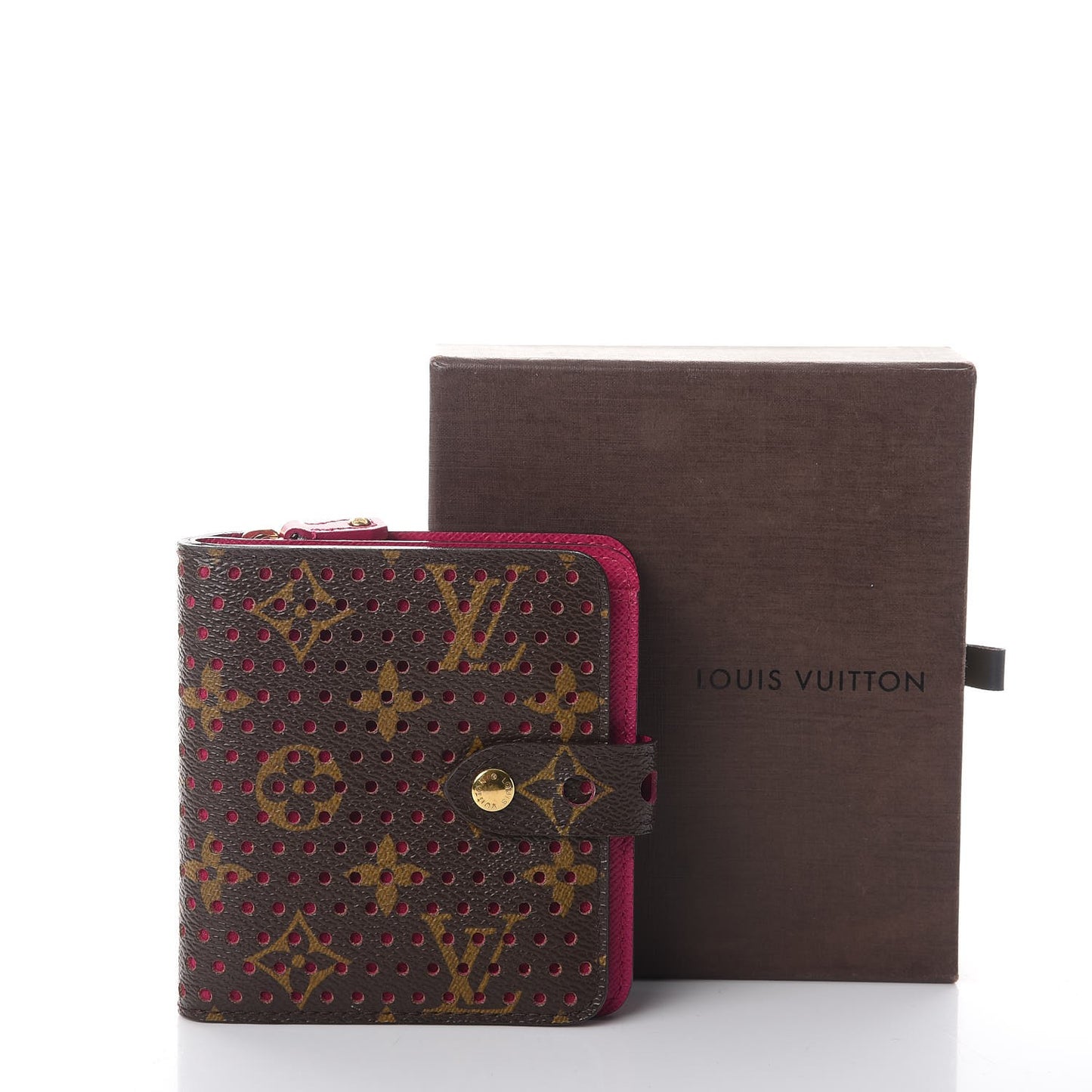 Monogram Perforated Compact Zipped Wallet Fuchsia