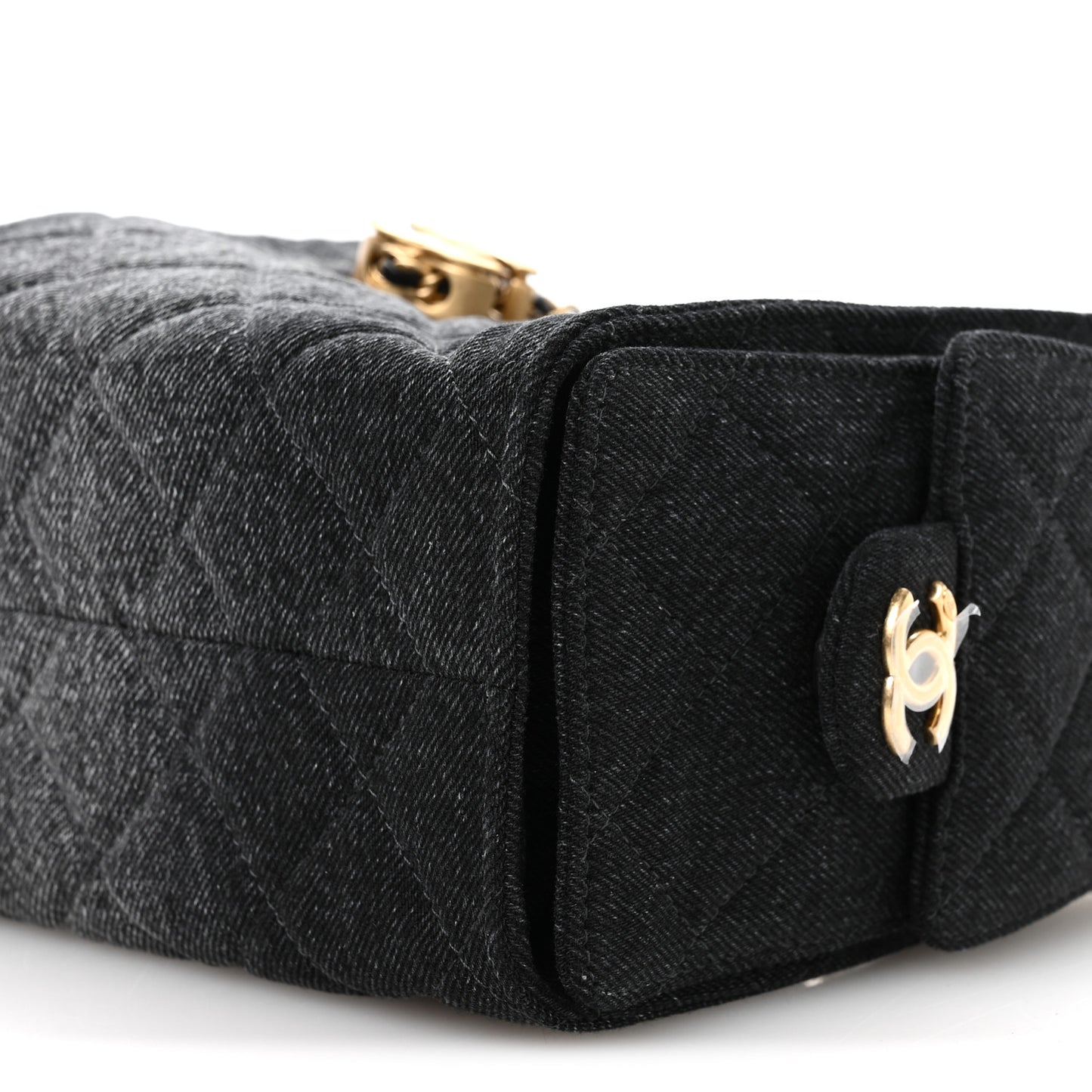 Washed Denim Quilted Mini Chanel 25 Handbag Black