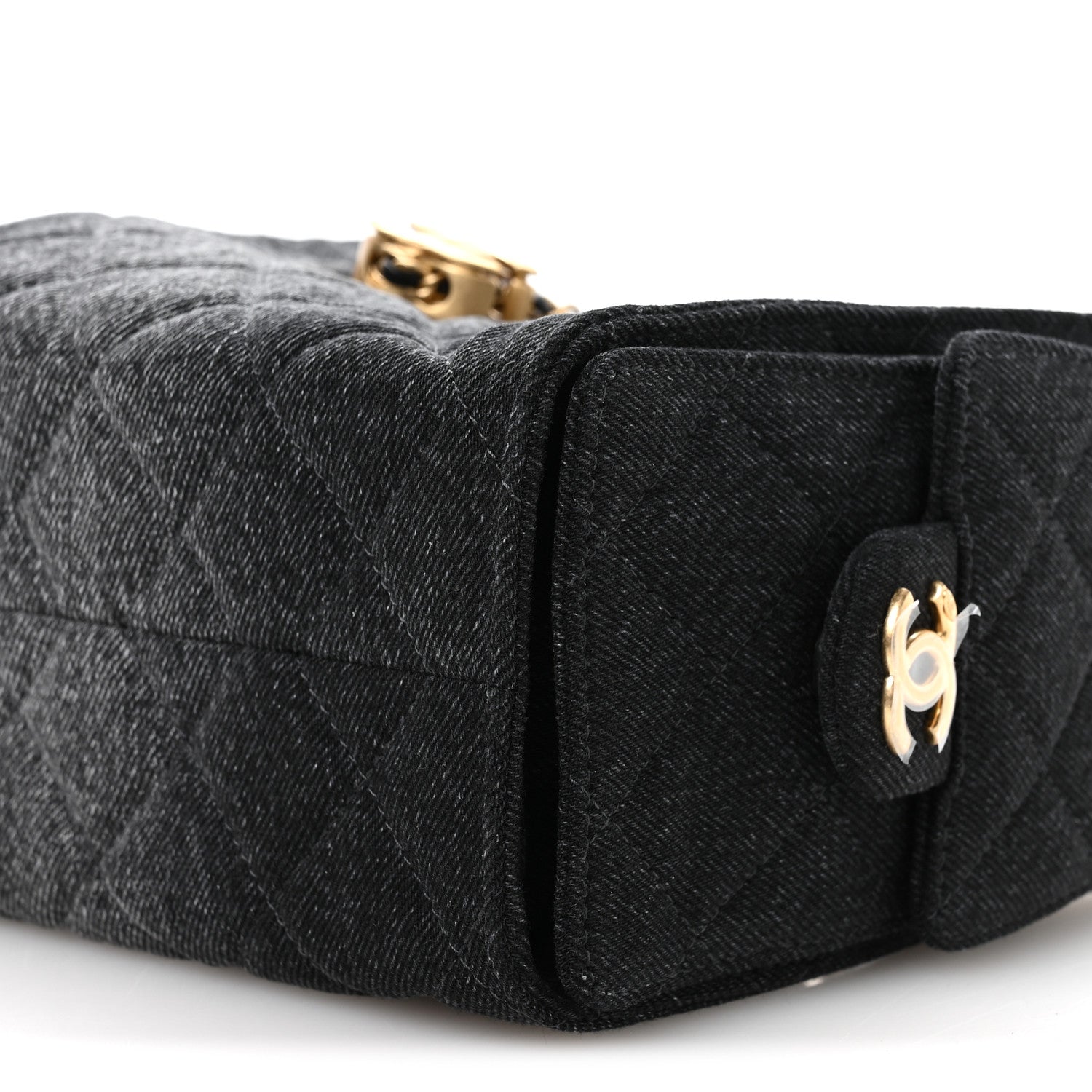 Chanel Washed Denim Quilted Mini Chanel 25 Handbag Black 10 of 11