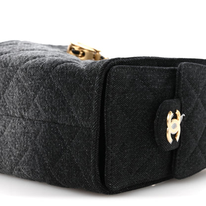 Chanel Washed Denim Quilted Mini Chanel 25 Handbag Black 10 of 11