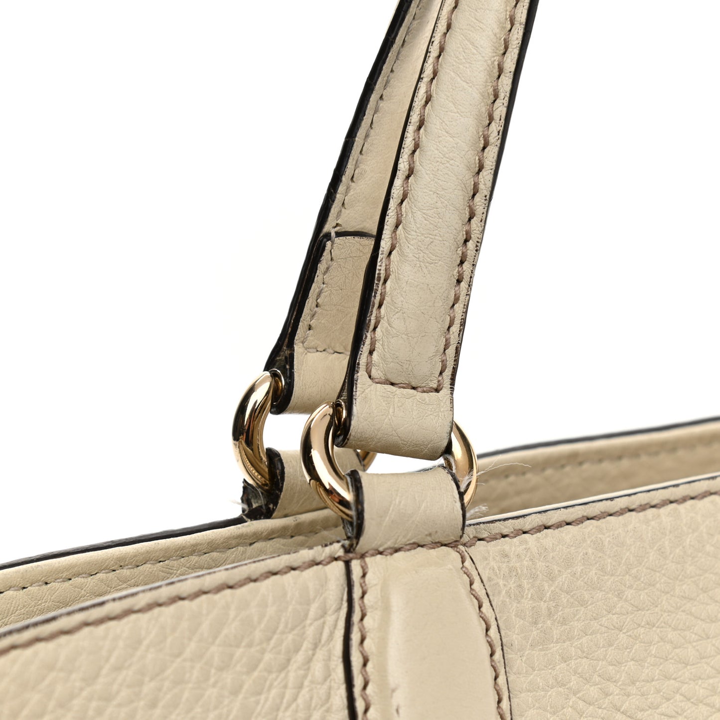 Pebbled Calfskin Small Soho Top Handle Bag Off White