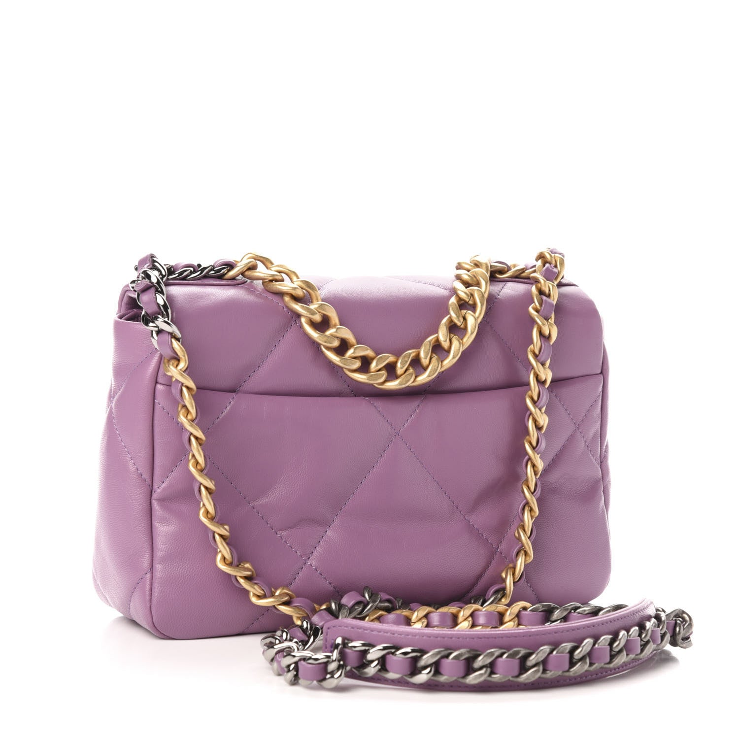 Chanel Goatskin Quilted Medium 19 Flap Violet Purple 3 of 10