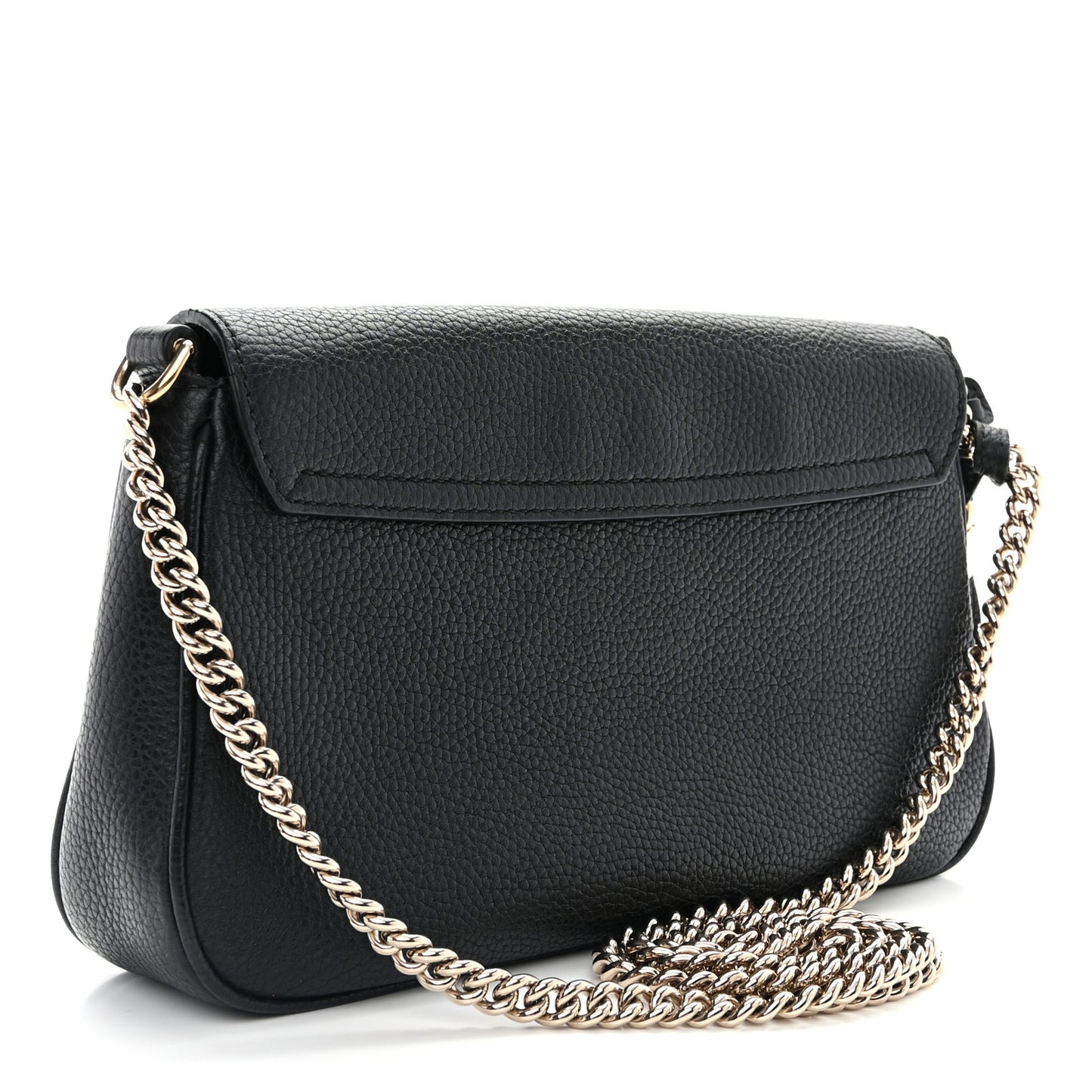 Pebbled Calfskin Medium Soho Flap Crossbody Black