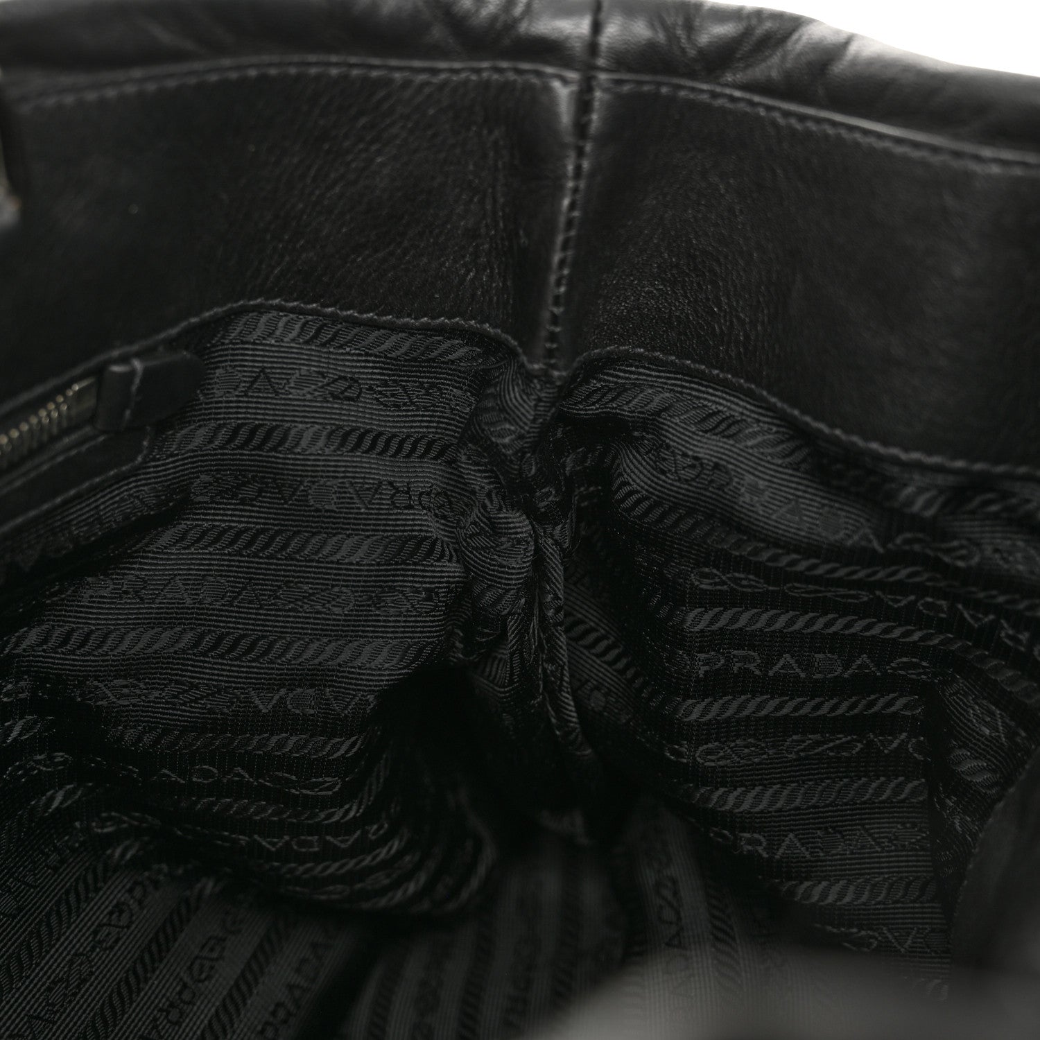 Prada Soft Calfskin Pleated Shoulder Bag Black 10 of 10
