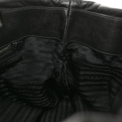 Prada Soft Calfskin Pleated Shoulder Bag Black 10 of 10