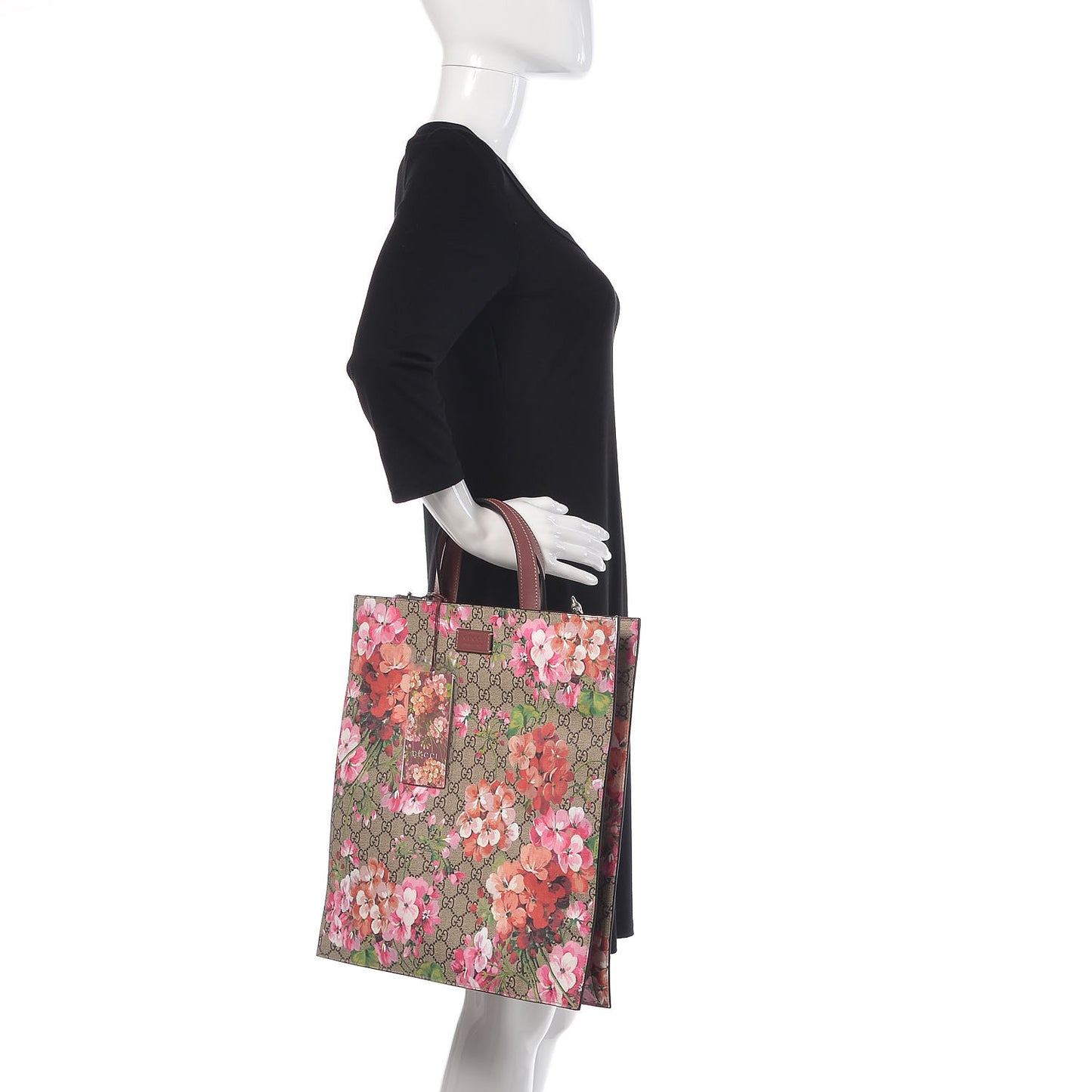 Soft GG Supreme Monogram Blooms Vertical Tote Beige Multicolor Dry Rose
