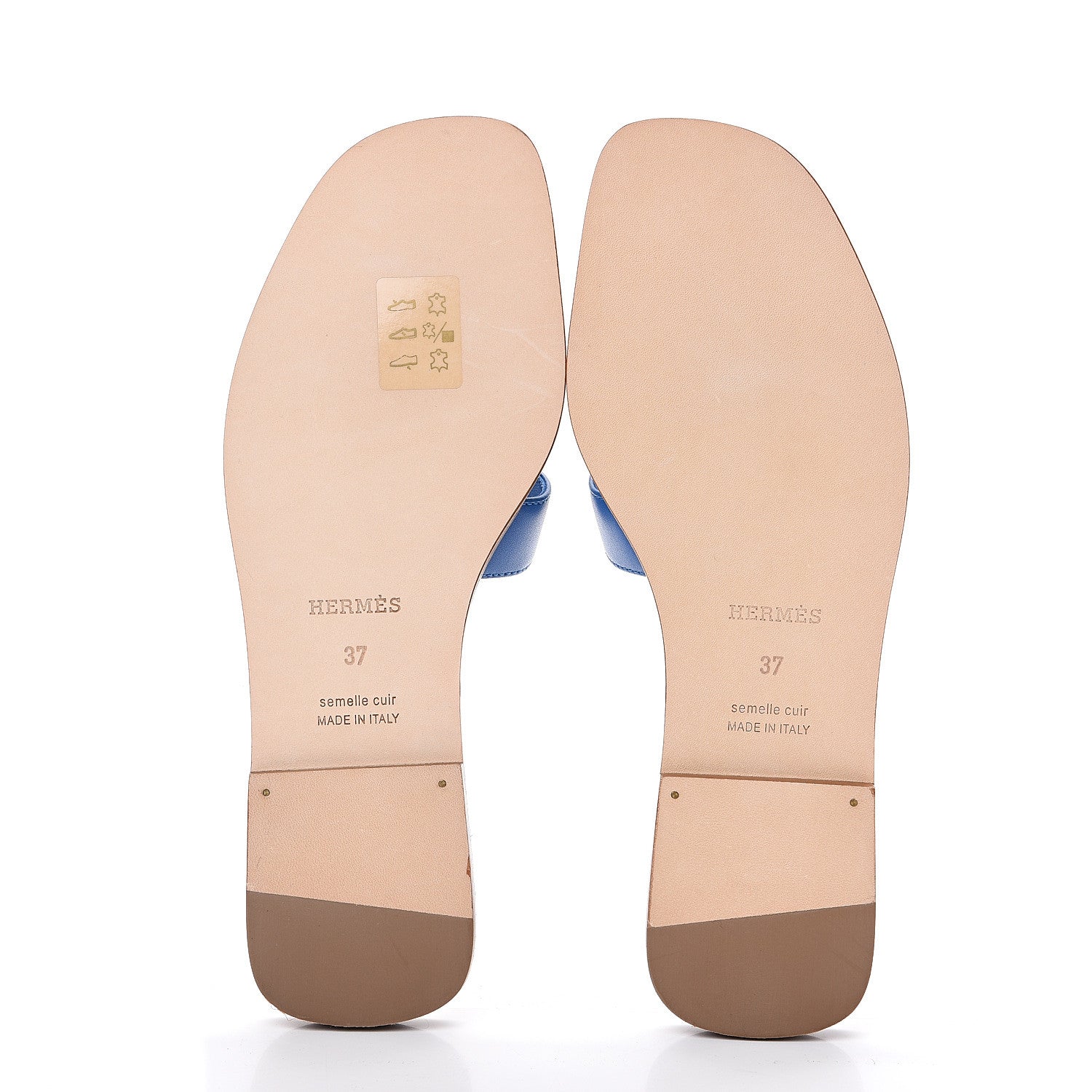 Hermes Calfskin Oran Sandals 37 Bleu Zanzibar 8 of 9