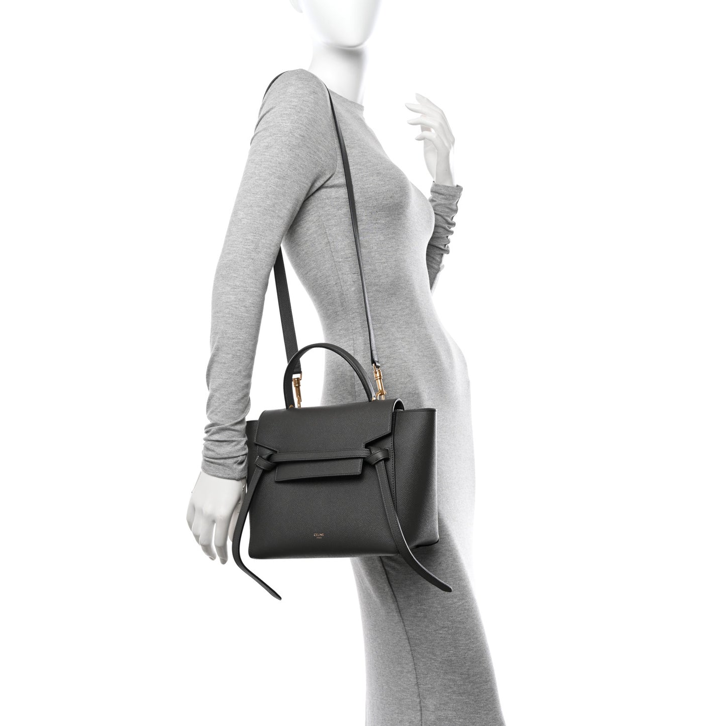 Grained Calfskin Micro Belt Bag Grey