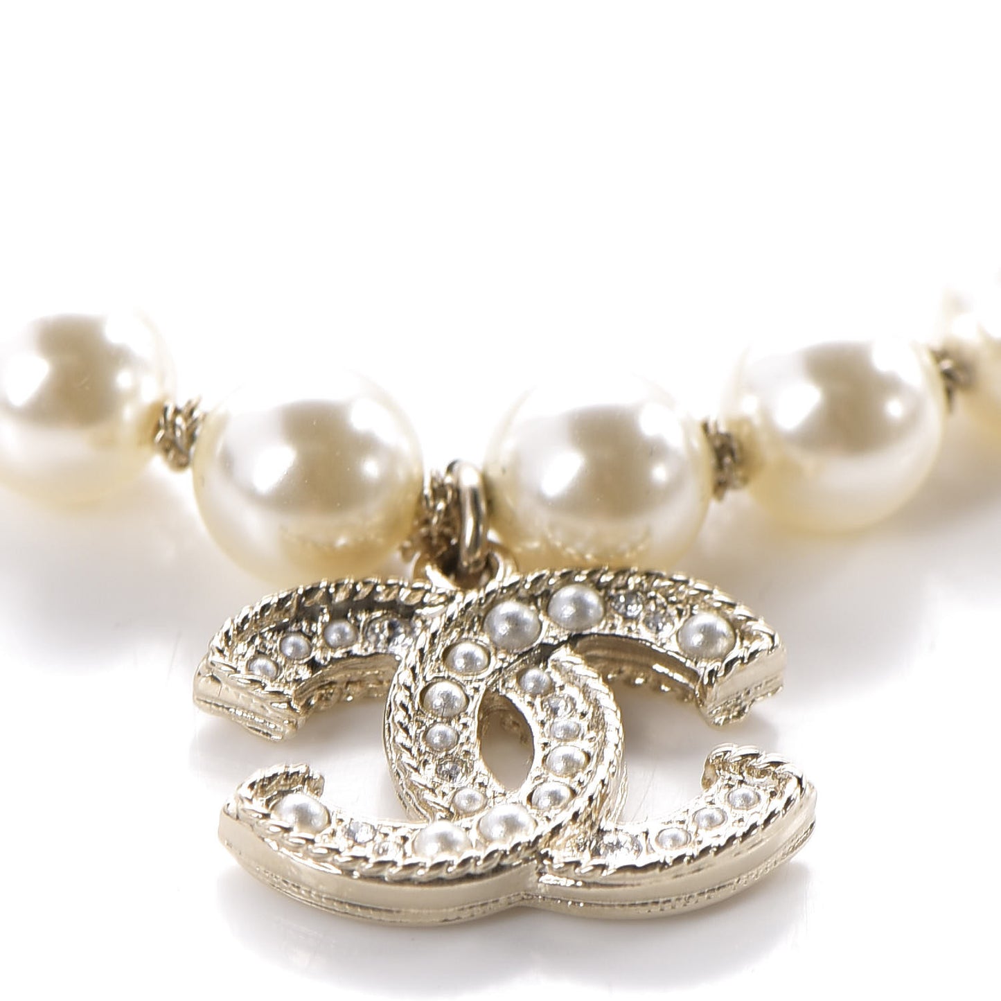 Crystal Pearl CC Bracelet Gold