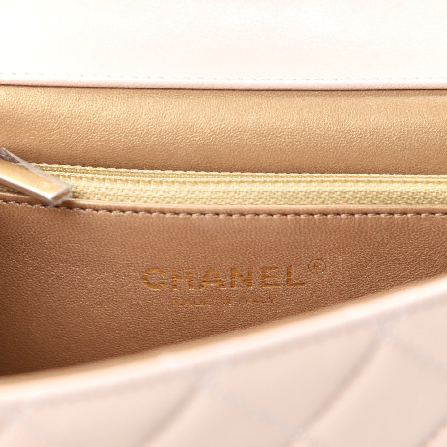 Lambskin Quilted Small Chic Pearls Flap Beige